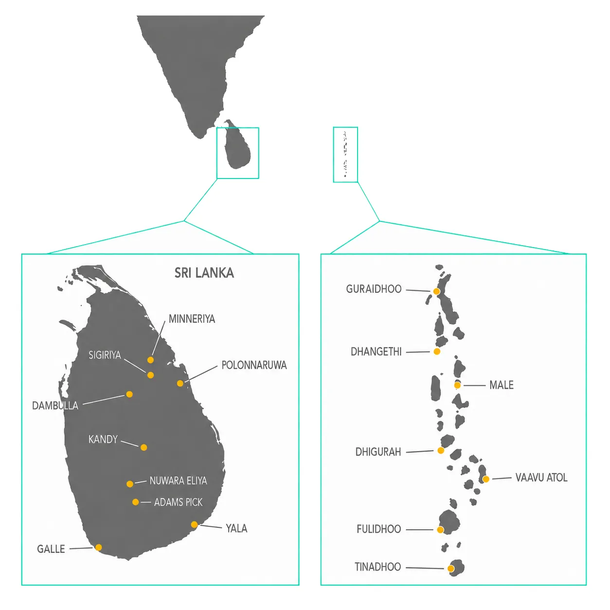 Mapa Sri Lanka y Maldivas